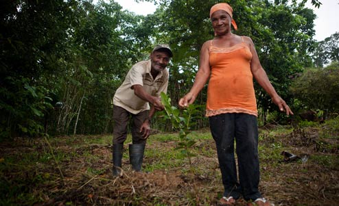 Victor and Ana Rita in their food garden