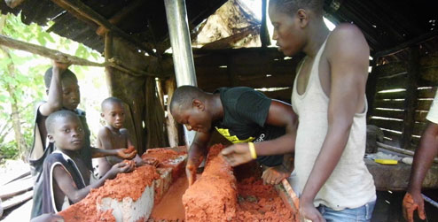 Gabriel making an eco-stove